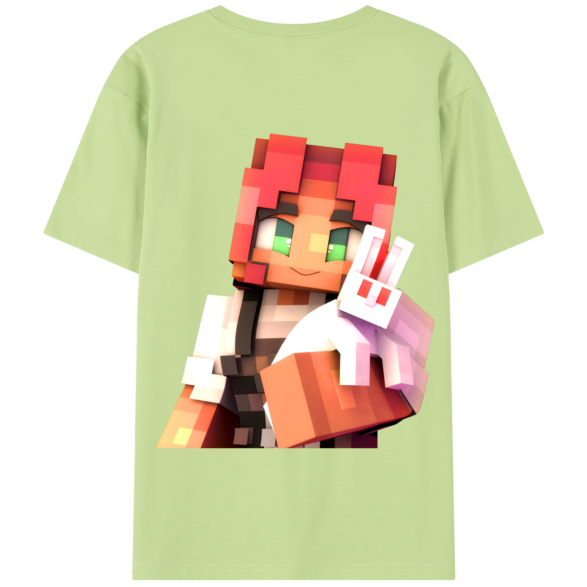 （画像用） マインクラフト ブロックの世界 Minecraft MC Block world 綿100％半袖Tシャツ（背面プリント）